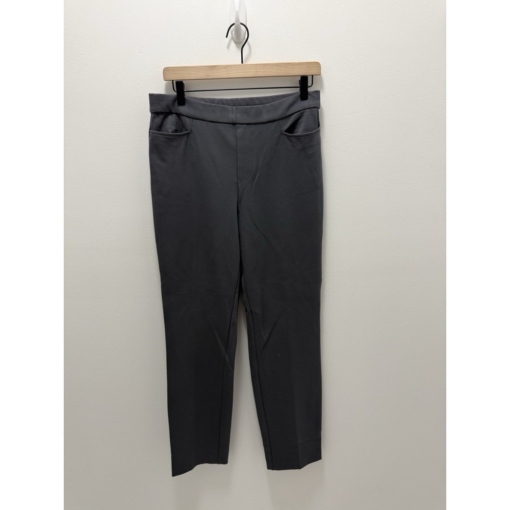Susan Graver Pants Womens S Charcoal Gray Pull On Stretch Straight Leg Career